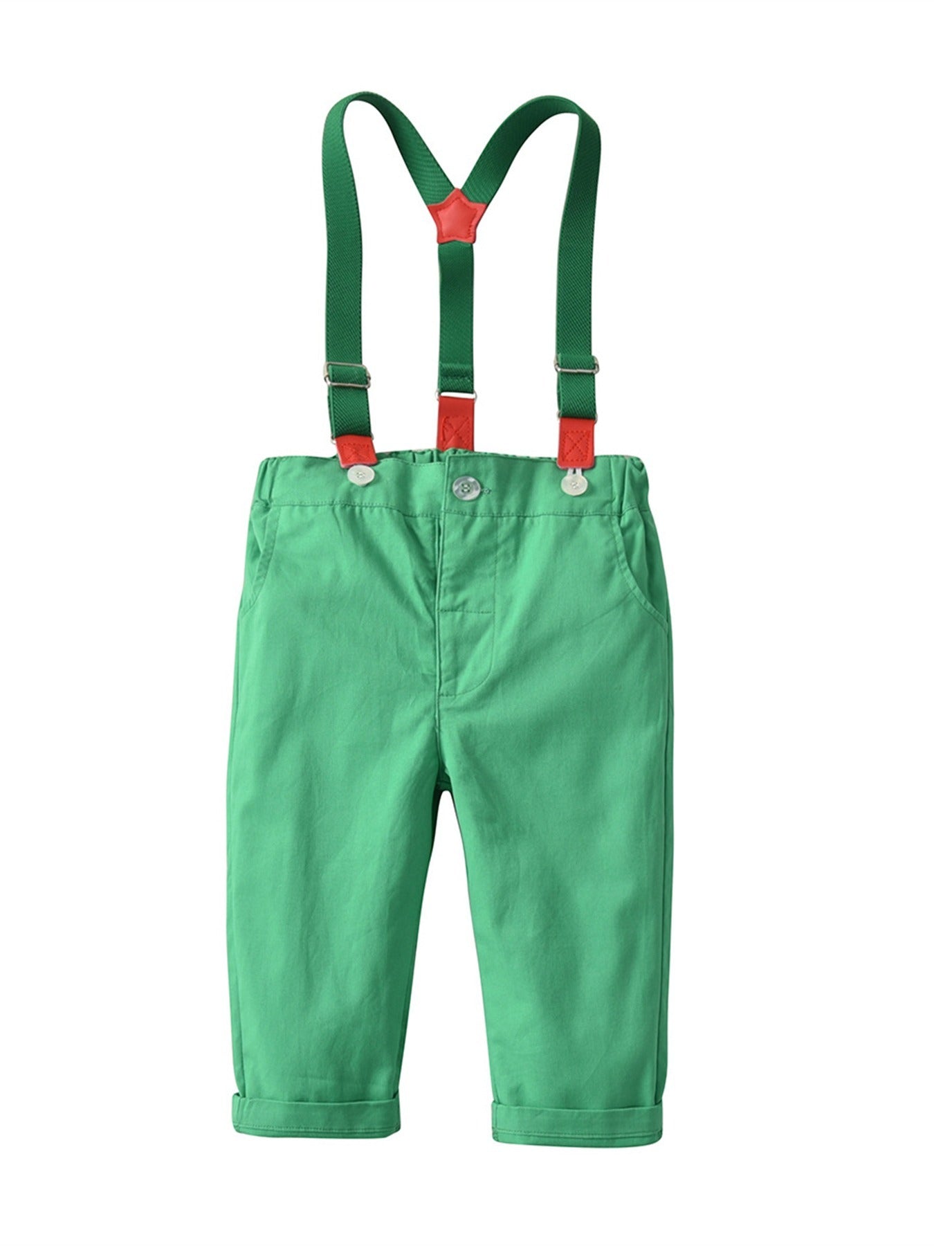 Boy's Christmas Striped Print Bow Tie Gentleman Overalls Set For Daily & Outdoor Wear