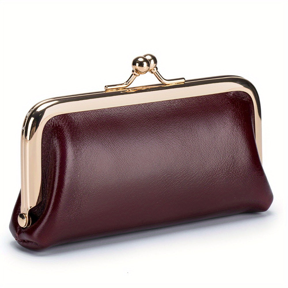 Vintage Leather Coin Purses For Women, Mini Evening Bag With Kiss Lock, Luxury Clutch Bag For Key And Earphone - Perfect for Carnival Mardi Gras Music Festival