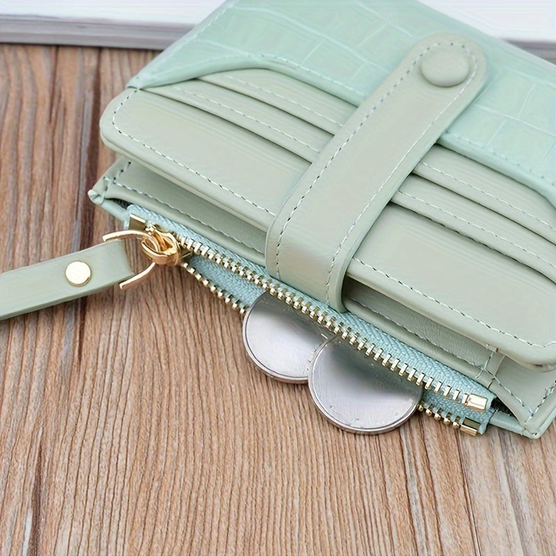 Mini Crocodile Print Clutch Wallet, Short Credit Card Holder, Women's Card Case & Coin Purse