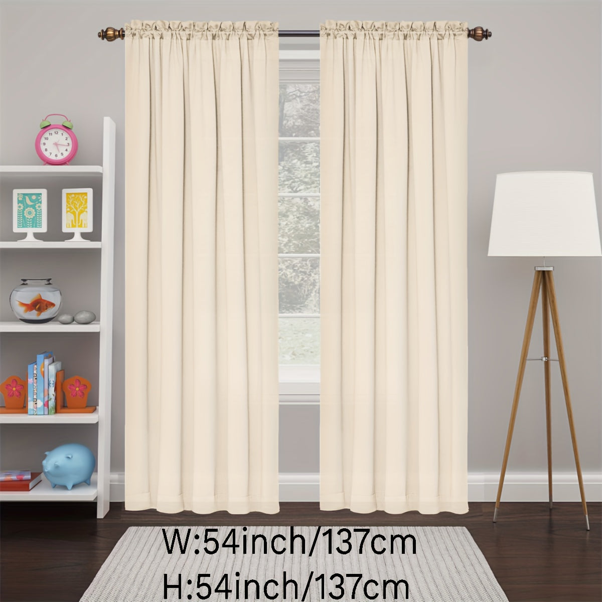 2 Panels Happy New Year Curtains, Solid Color Simple Rod Pocket Light Filtering Curtains, Suitable For Living Room, Office Home Decoration