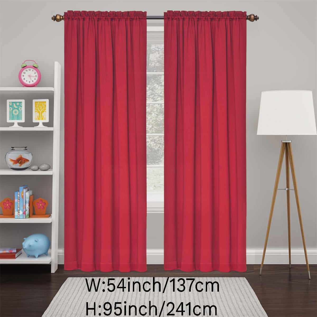 2 Panels Happy New Year Curtains, Solid Color Simple Rod Pocket Light Filtering Curtains, Suitable For Living Room, Office Home Decoration