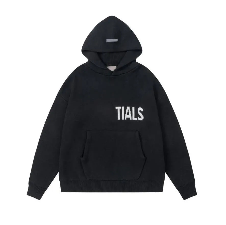Winter Hooded Knit Sweater for Mens Women Double Thread Hoodies with Letters High Quality Warm Sweathirt Hip Hop Streetwear Top Clothing Multi Colors