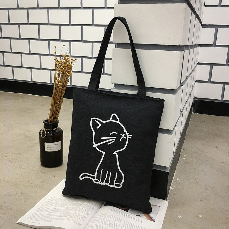 New Canvas Bag Printed Fashion Women's Bag Korean Style Artistic Fresh Woven Handbag Student Mori Style Shoulder Bag
