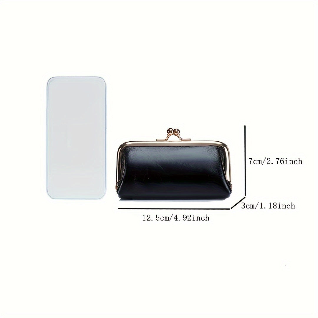 Vintage Leather Coin Purses For Women, Mini Evening Bag With Kiss Lock, Luxury Clutch Bag For Key And Earphone - Perfect for Carnival Mardi Gras Music Festival