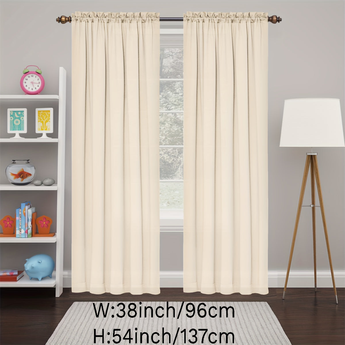 2 Panels Happy New Year Curtains, Solid Color Simple Rod Pocket Light Filtering Curtains, Suitable For Living Room, Office Home Decoration