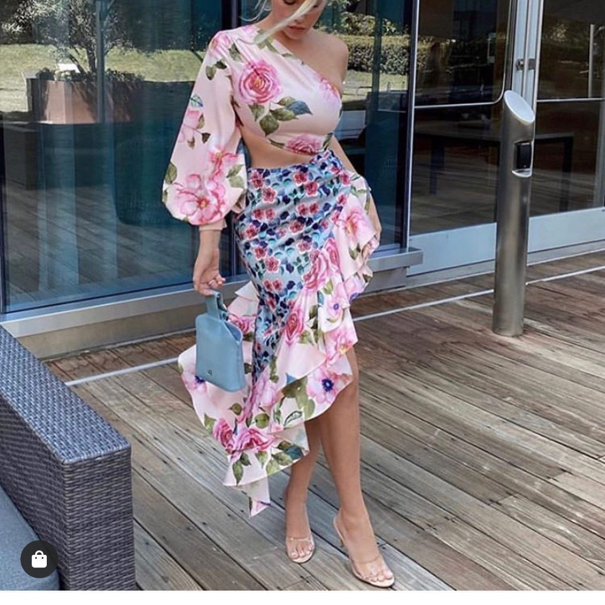 summer new  women's clothing  long skirt asymmetrical tube top single sleeve waist flower splicing skirt