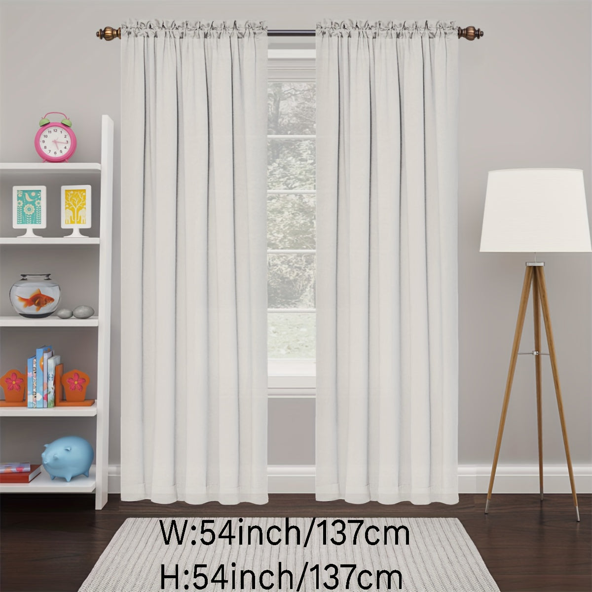 2 Panels Happy New Year Curtains, Solid Color Simple Rod Pocket Light Filtering Curtains, Suitable For Living Room, Office Home Decoration