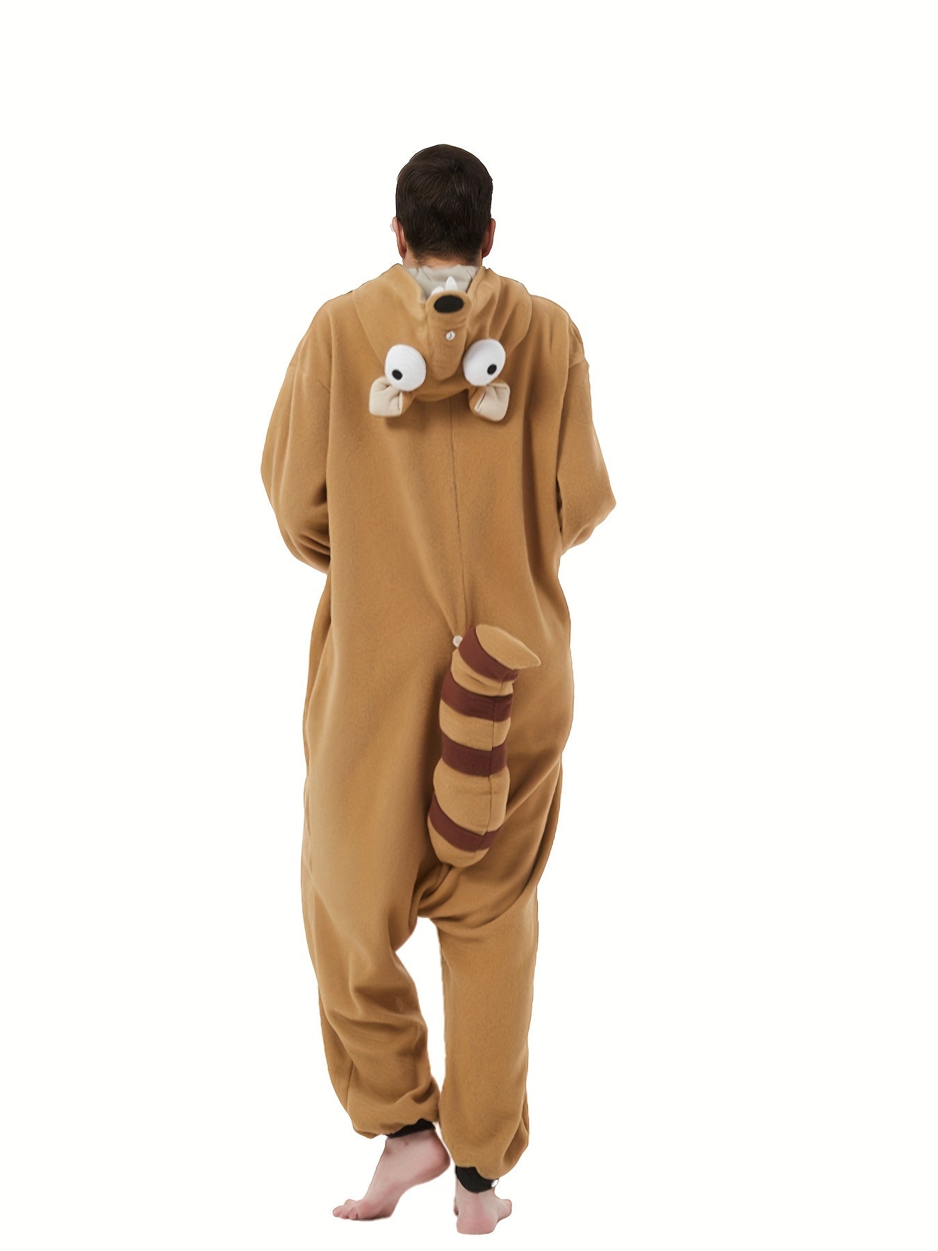 Men's Cartoon Kangaroo Hooded Blanket, Casual Soft Cozy Flannel Wearable Onesie Sleeping Bag Blanket, As Gifts, Party Performance Clothing