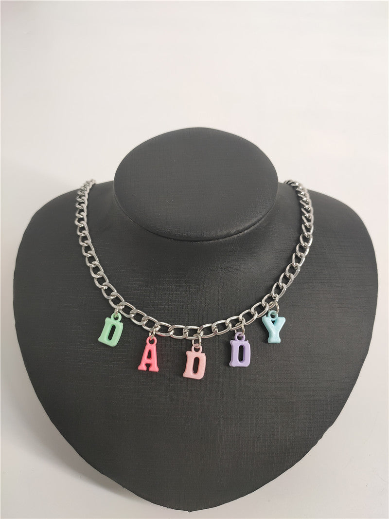 2025  New ins2020 Popular trade personalized color random candy color letter combination pendant necklace fb1402