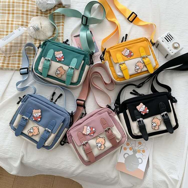 Cute Small Cloth Bag Women's Bag  New Trendy Korean Style All-Match Messenger Bag Female Ins Student Shoulder Canvas Bag