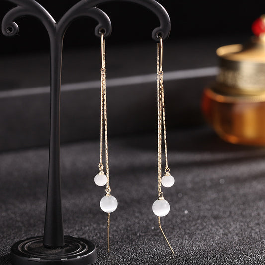 2025 Liyu Jewelry  New Trendy Opal Tassel Ear Line Temperament Super Fairy Earrings Daily Simple Niche Earrings