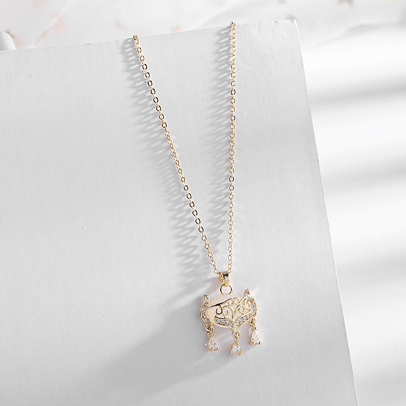 2025 Korean version of fashion safety lock necklace Chinese style long life lock pendant niche light luxury temperament collarbone chain neck jewelry