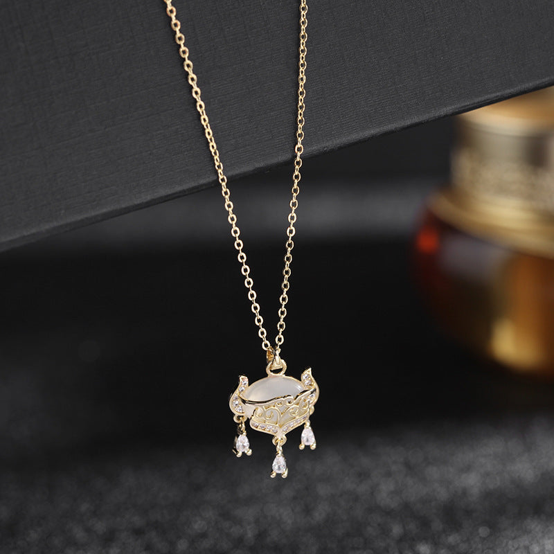 2025 Korean version of fashion safety lock necklace Chinese style long life lock pendant niche light luxury temperament collarbone chain neck jewelry
