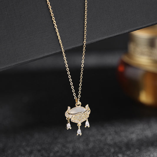 2025 Korean version of fashion safety lock necklace Chinese style long life lock pendant niche light luxury temperament collarbone chain neck jewelry