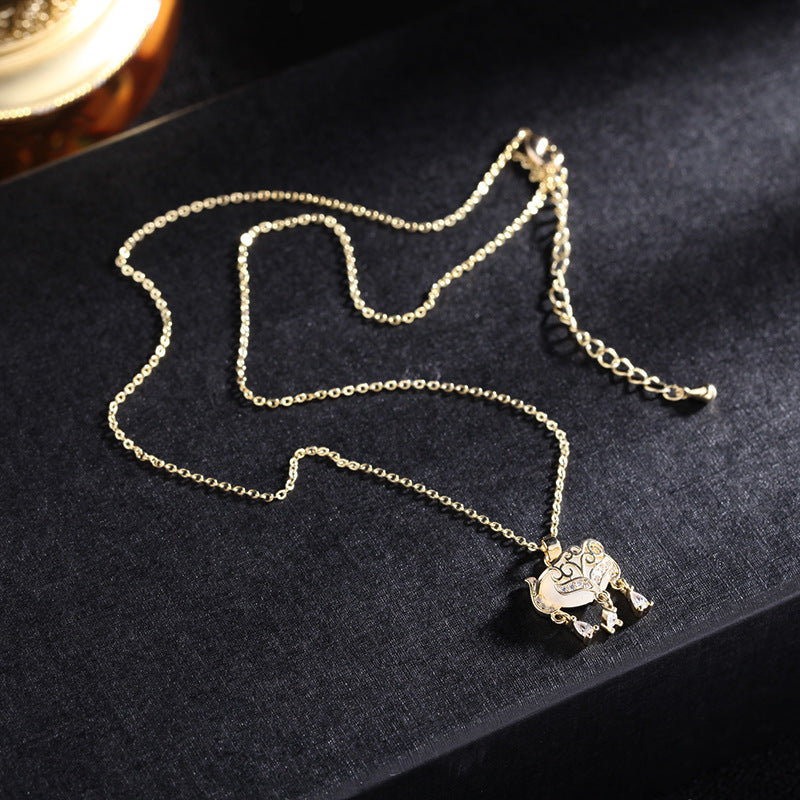 2025 Korean version of fashion safety lock necklace Chinese style long life lock pendant niche light luxury temperament collarbone chain neck jewelry
