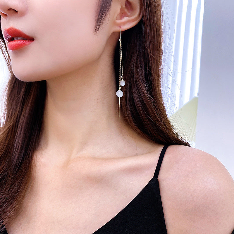 2025 Liyu Jewelry  New Trendy Opal Tassel Ear Line Temperament Super Fairy Earrings Daily Simple Niche Earrings