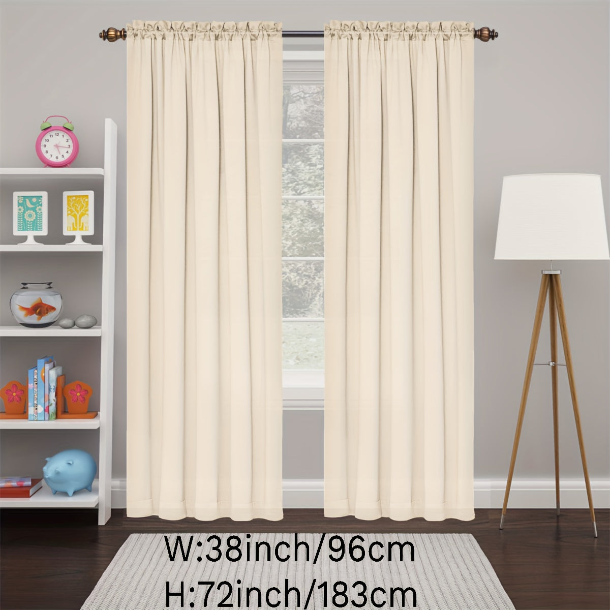 2 Panels Happy New Year Curtains, Solid Color Simple Rod Pocket Light Filtering Curtains, Suitable For Living Room, Office Home Decoration