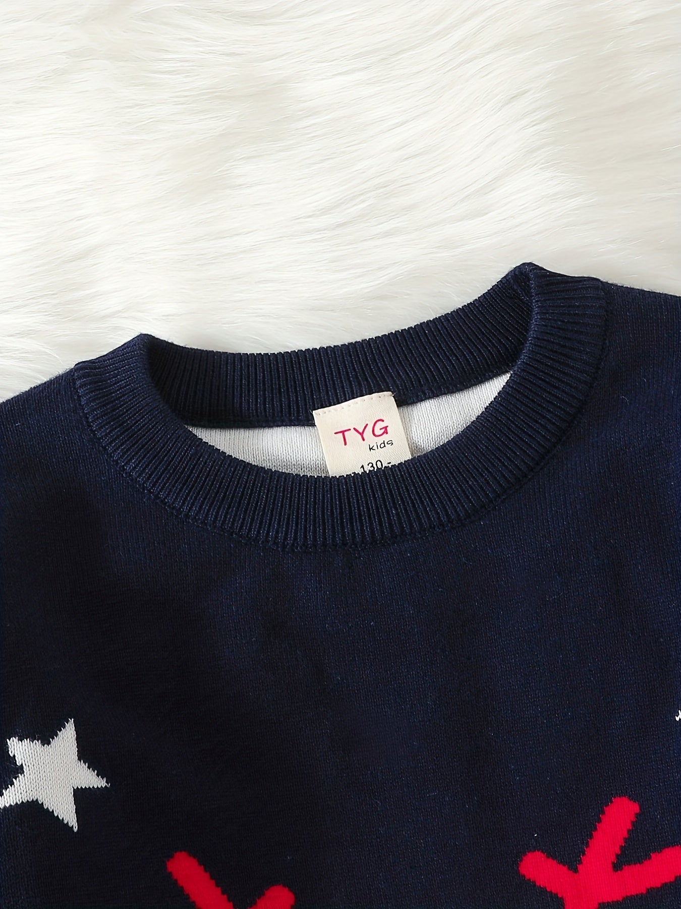 Elk Cartoon Sweater - Long Sleeve, Knitted, Boys' Fall Winter Gift, Cartoon Pattern, Kids' Size, Cozy Wear for Chilly Days