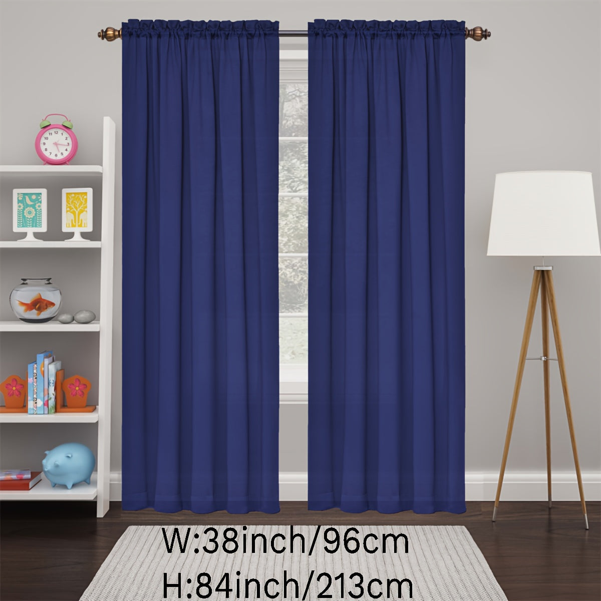 2 Panels Happy New Year Curtains, Solid Color Simple Rod Pocket Light Filtering Curtains, Suitable For Living Room, Office Home Decoration