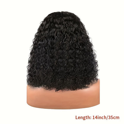 Water Wave Bob Wig 100% Human Hair Glueless Pre Plucked Pre Cut Short Throw On And Go Glueless Bob Wigs For Black Women 14-20 Inch Wet And Wavy Swiss HD Lace Closure Wig 4x4 250% Density Natural Black
