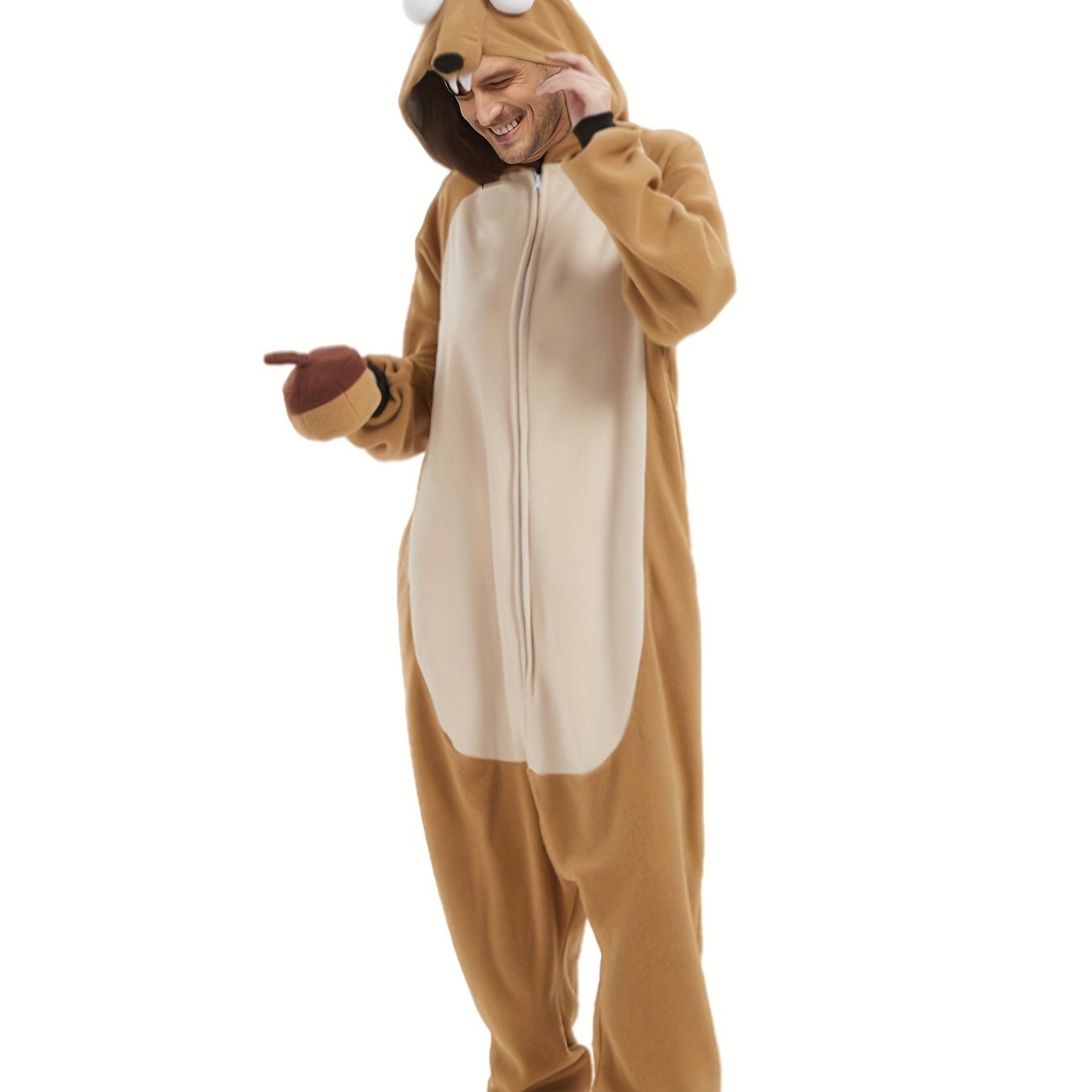 Men's Cartoon Kangaroo Hooded Blanket, Casual Soft Cozy Flannel Wearable Onesie Sleeping Bag Blanket, As Gifts, Party Performance Clothing