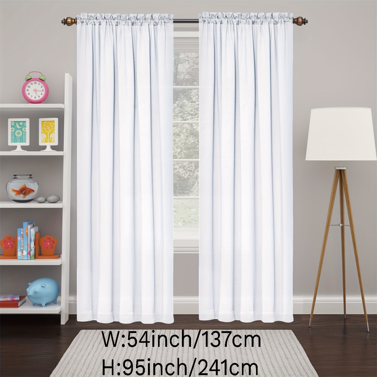 2 Panels Happy New Year Curtains, Solid Color Simple Rod Pocket Light Filtering Curtains, Suitable For Living Room, Office Home Decoration