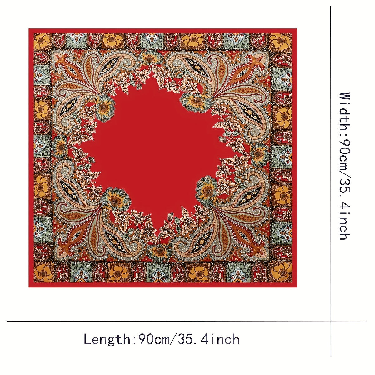 35.4" Luxurious Vintage Paisley Print Square Scarf - Soft Imitation Silk Satin, Windproof, Head Wrap, Neckerchief, Fashion Accessories for Women - Stylish, Versatile, and Comfortable