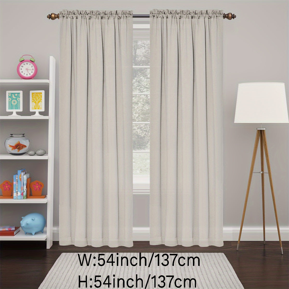 2 Panels Happy New Year Curtains, Solid Color Simple Rod Pocket Light Filtering Curtains, Suitable For Living Room, Office Home Decoration