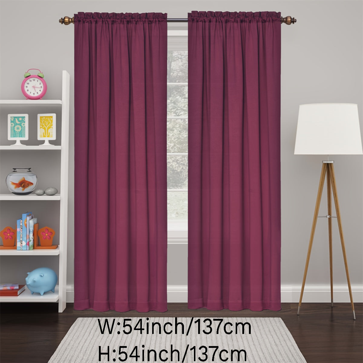 2 Panels Happy New Year Curtains, Solid Color Simple Rod Pocket Light Filtering Curtains, Suitable For Living Room, Office Home Decoration