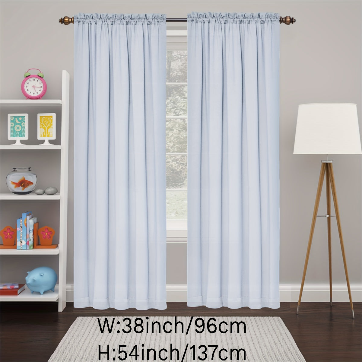 2 Panels Happy New Year Curtains, Solid Color Simple Rod Pocket Light Filtering Curtains, Suitable For Living Room, Office Home Decoration