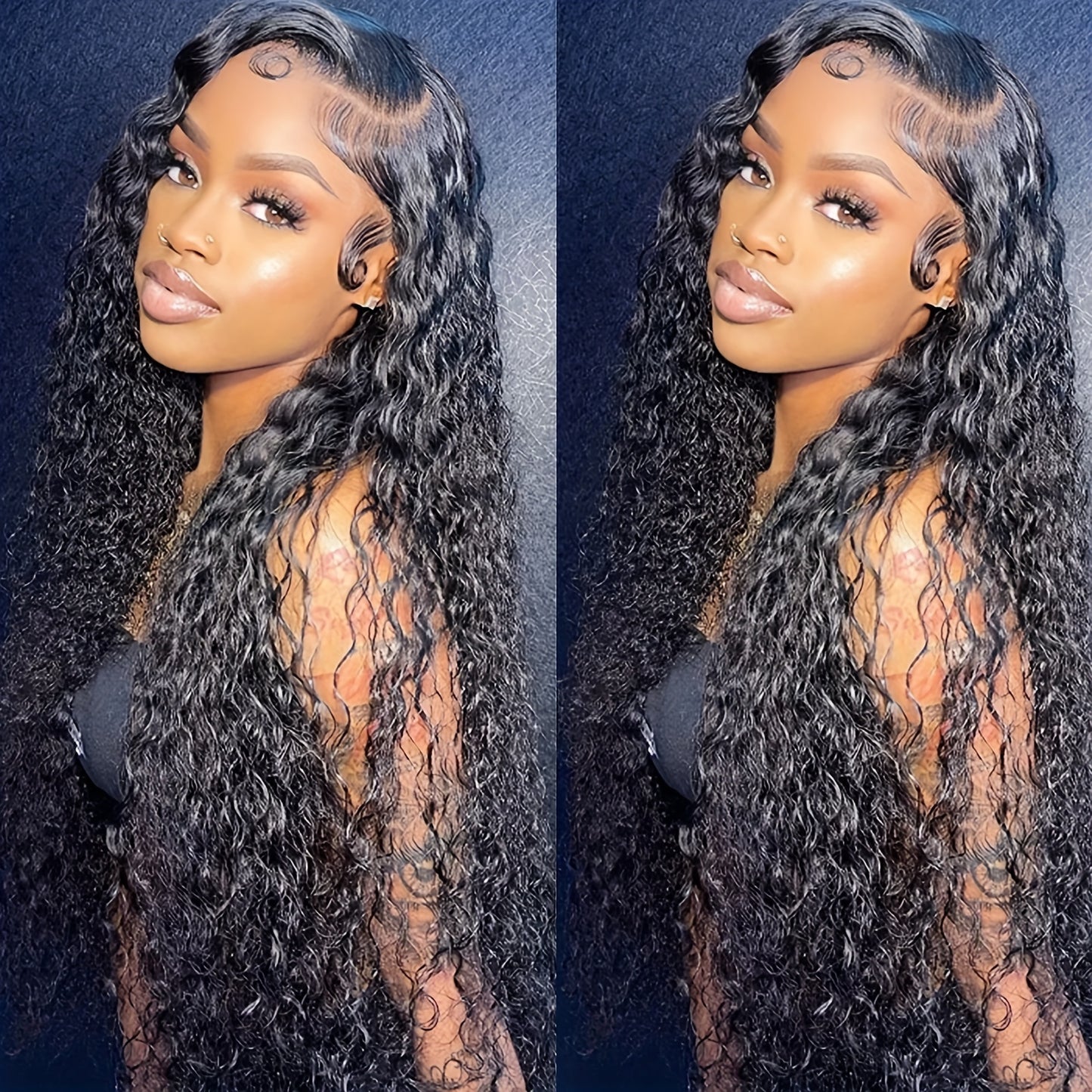 13x3 Lace Front Wig - Elegant Deep Wave Curly Hairpiece for Women - 180% Density, Natural-Looking, Breathable, and Comfortable