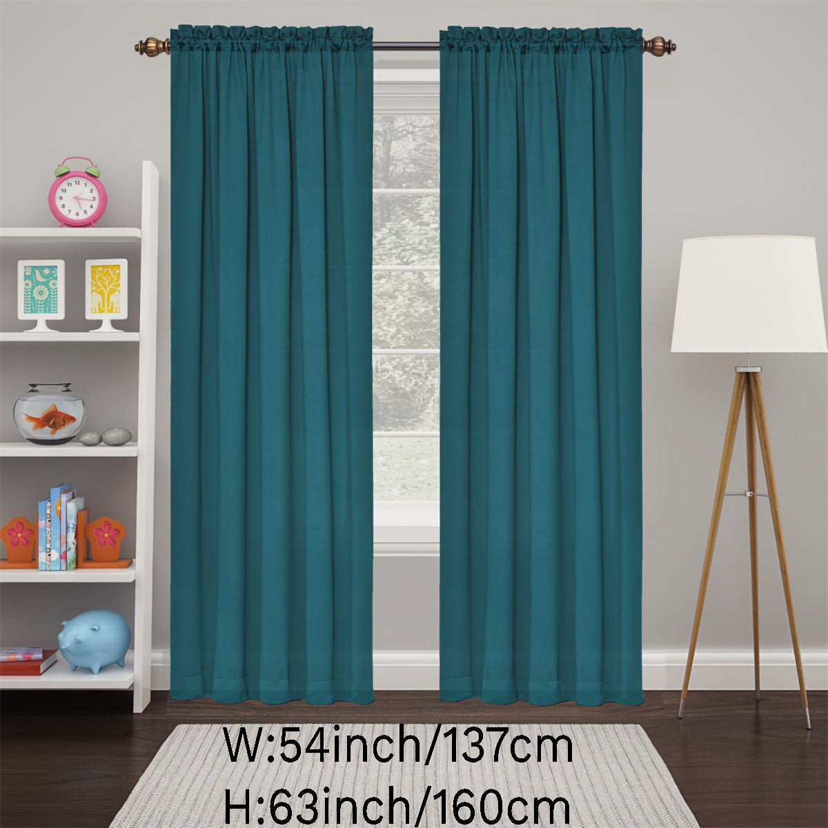 2 Panels Happy New Year Curtains, Solid Color Simple Rod Pocket Light Filtering Curtains, Suitable For Living Room, Office Home Decoration