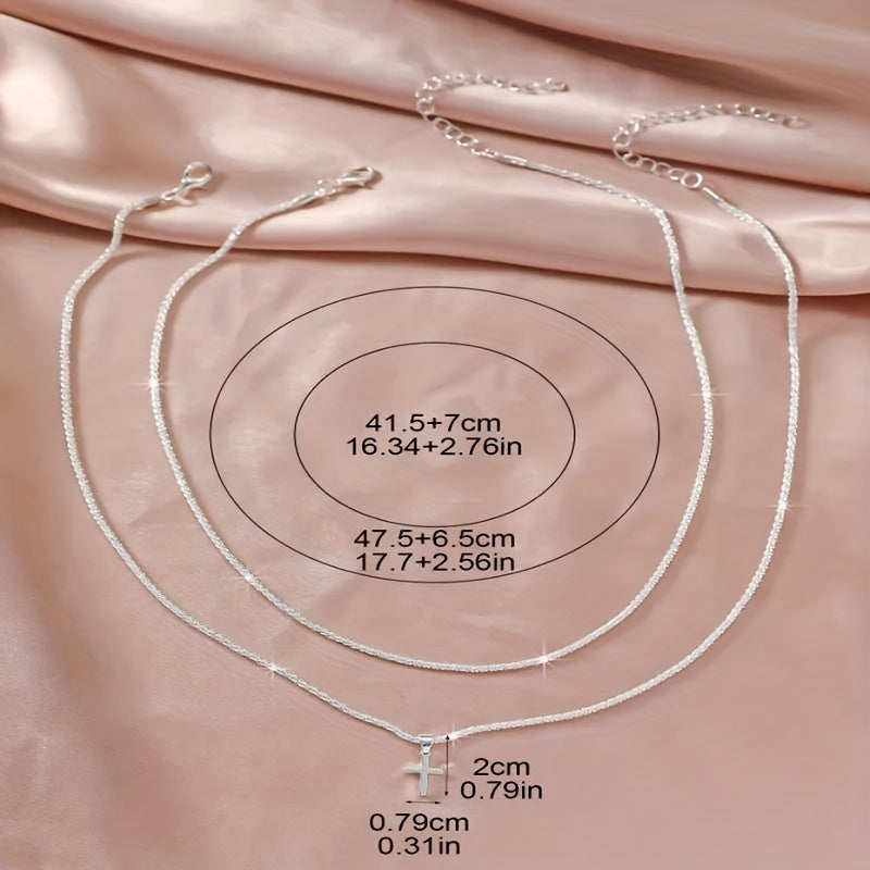 2pcs set of plated 925 silver multi-layer advanced sense of sparkling super sparkling necklace, the most sparkling for the party, send beautiful women's gift holiday gift anniversary gift to wear outside gift box, can be worn separately separately