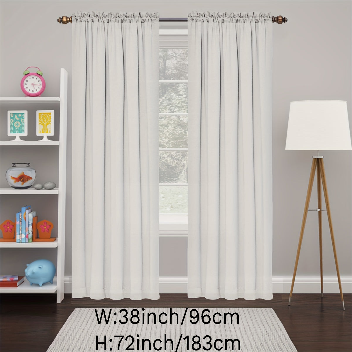 2 Panels Happy New Year Curtains, Solid Color Simple Rod Pocket Light Filtering Curtains, Suitable For Living Room, Office Home Decoration