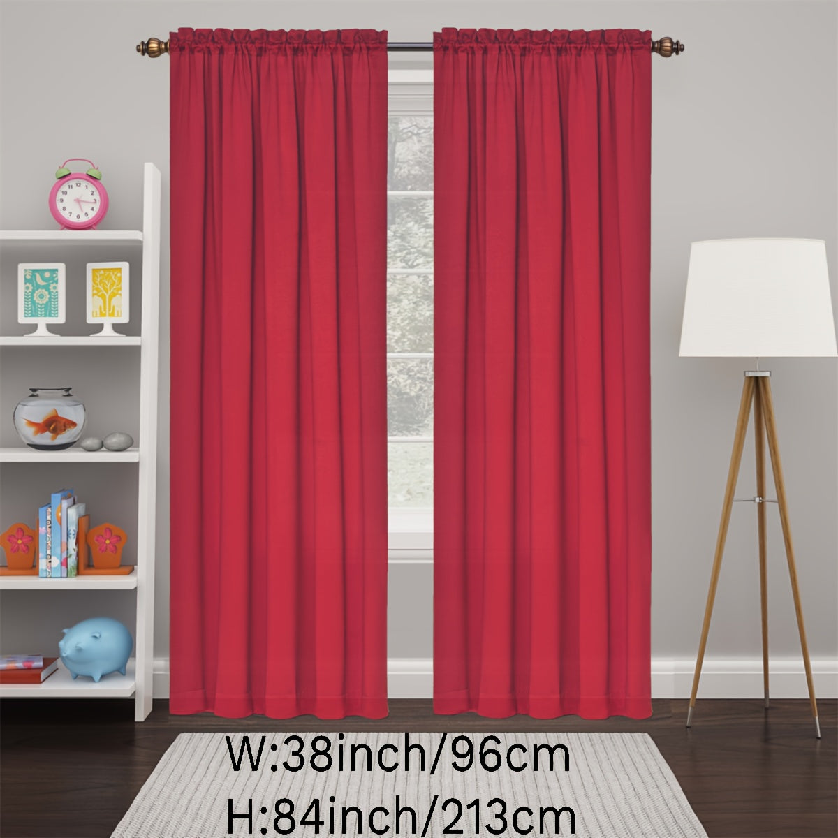 2 Panels Happy New Year Curtains, Solid Color Simple Rod Pocket Light Filtering Curtains, Suitable For Living Room, Office Home Decoration