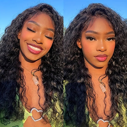 Water Wave Bob Wig 100% Human Hair Glueless Pre Plucked Pre Cut Short Throw On And Go Glueless Bob Wigs For Black Women 14-20 Inch Wet And Wavy Swiss HD Lace Closure Wig 4x4 250% Density Natural Black