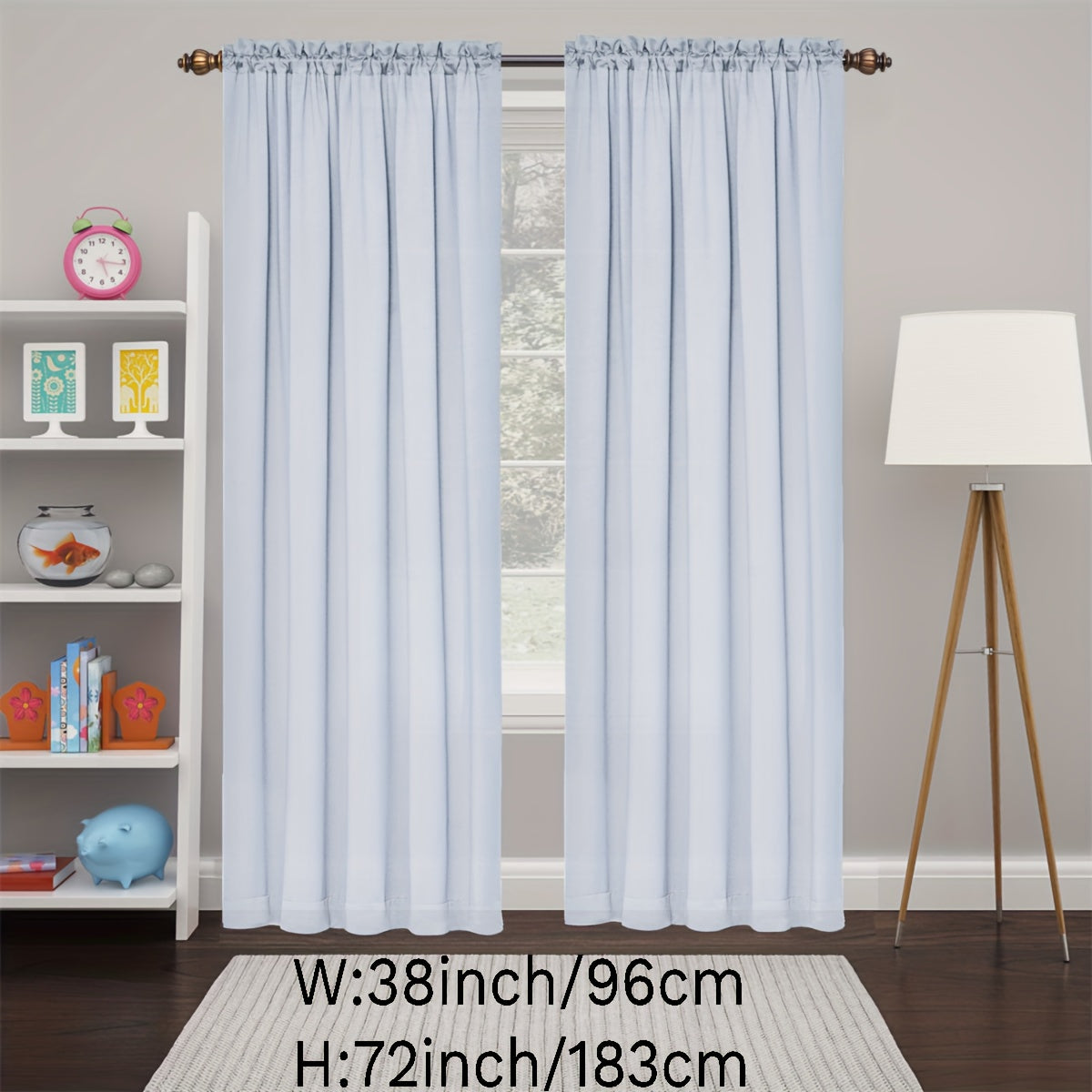 2 Panels Happy New Year Curtains, Solid Color Simple Rod Pocket Light Filtering Curtains, Suitable For Living Room, Office Home Decoration