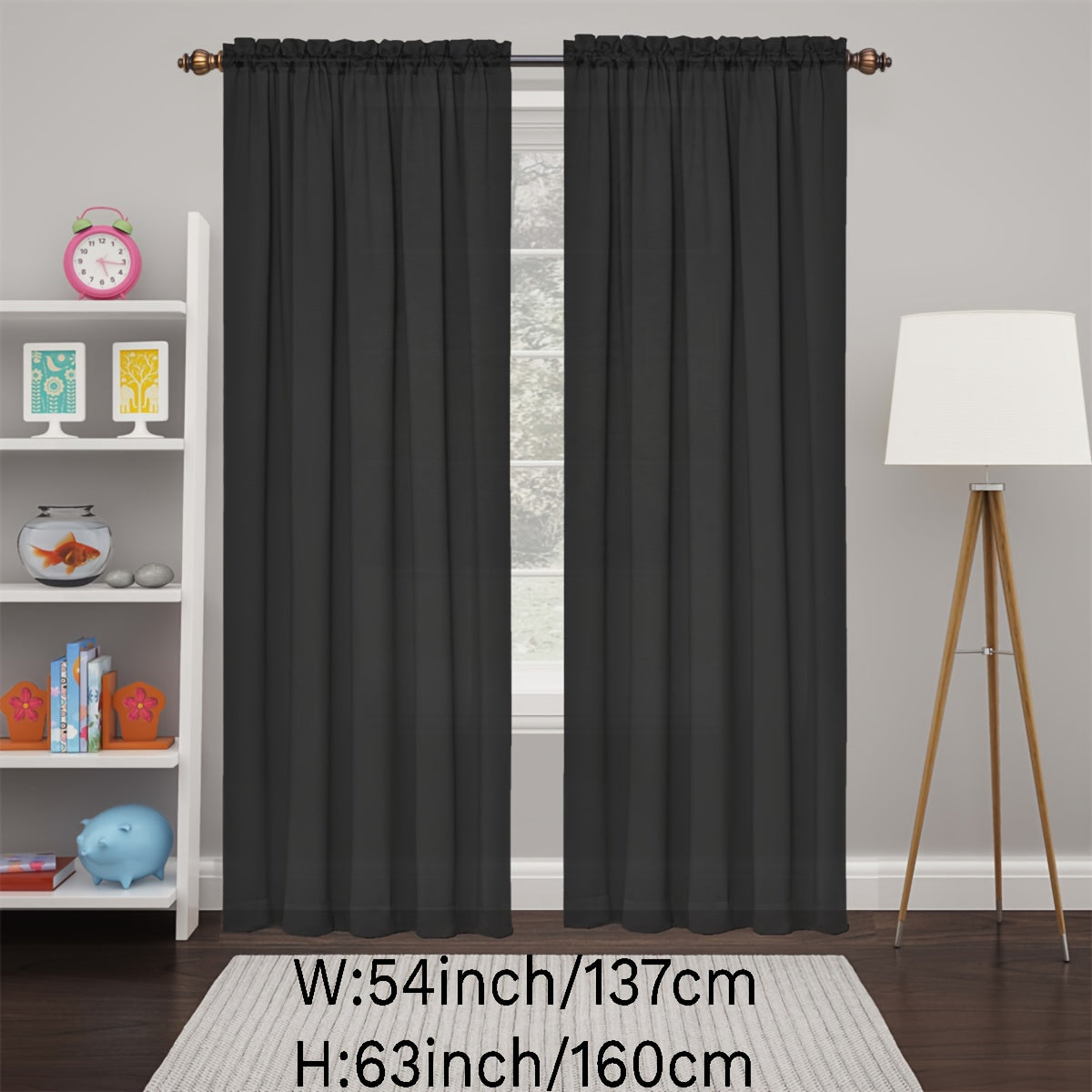 2 Panels Happy New Year Curtains, Solid Color Simple Rod Pocket Light Filtering Curtains, Suitable For Living Room, Office Home Decoration
