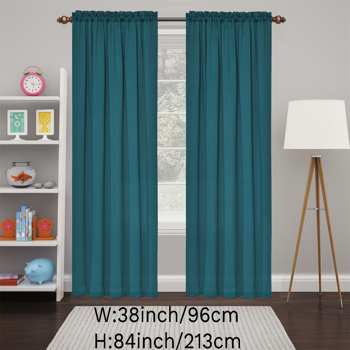 2 Panels Happy New Year Curtains, Solid Color Simple Rod Pocket Light Filtering Curtains, Suitable For Living Room, Office Home Decoration