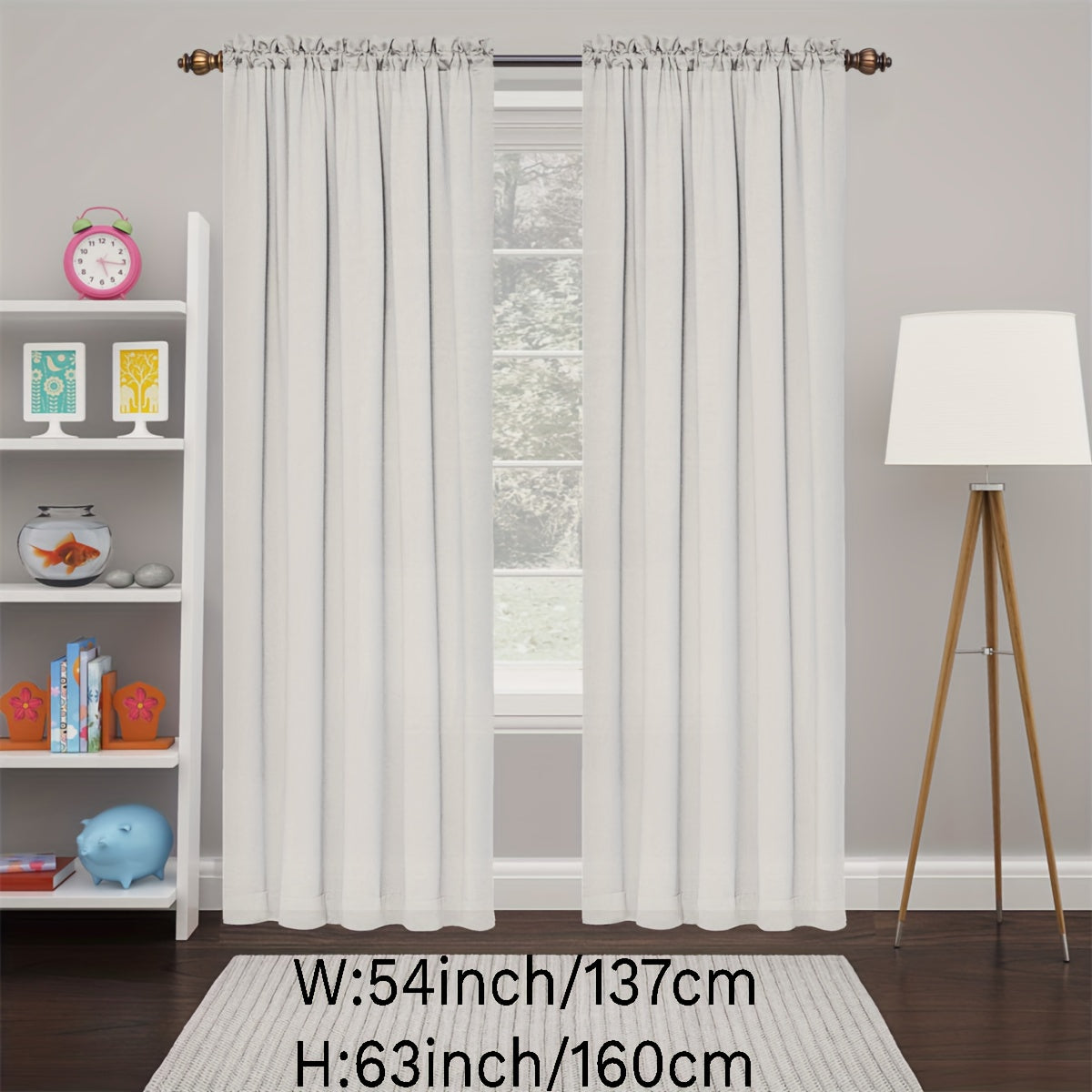 2 Panels Happy New Year Curtains, Solid Color Simple Rod Pocket Light Filtering Curtains, Suitable For Living Room, Office Home Decoration
