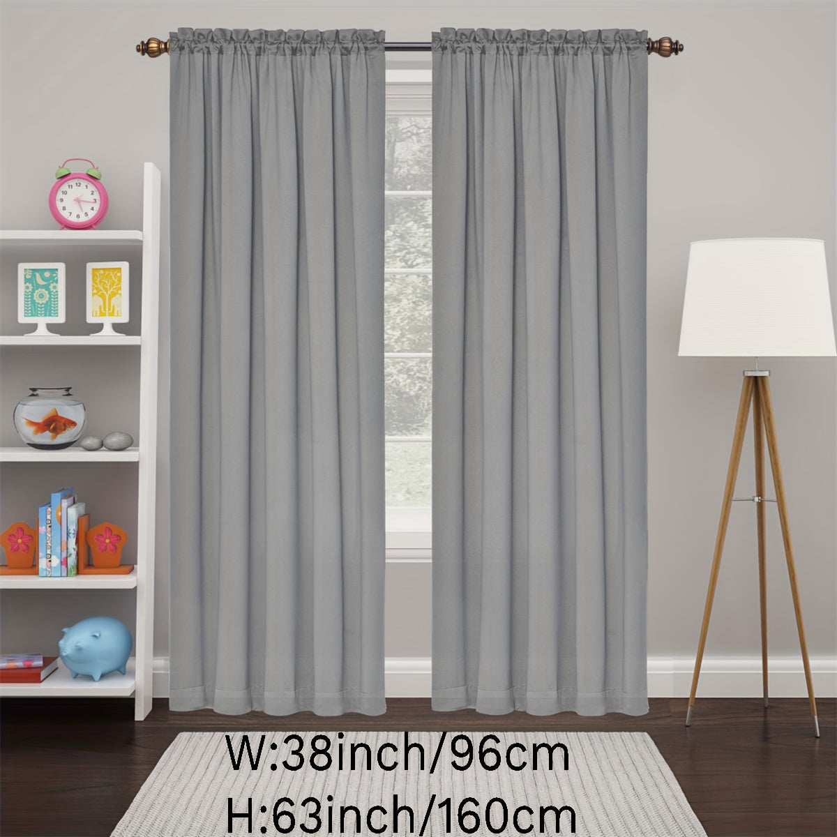 2 Panels Happy New Year Curtains, Solid Color Simple Rod Pocket Light Filtering Curtains, Suitable For Living Room, Office Home Decoration