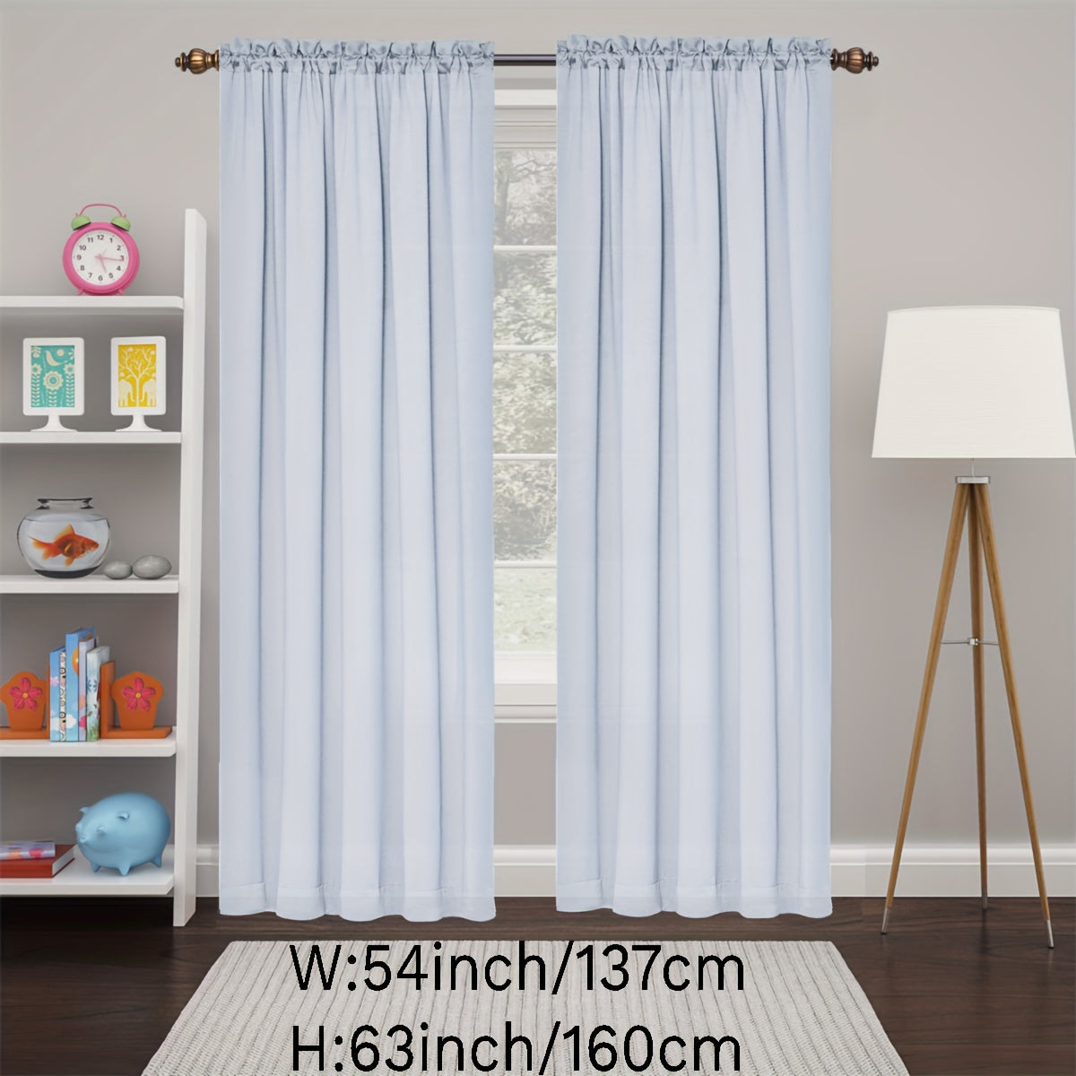 2 Panels Happy New Year Curtains, Solid Color Simple Rod Pocket Light Filtering Curtains, Suitable For Living Room, Office Home Decoration