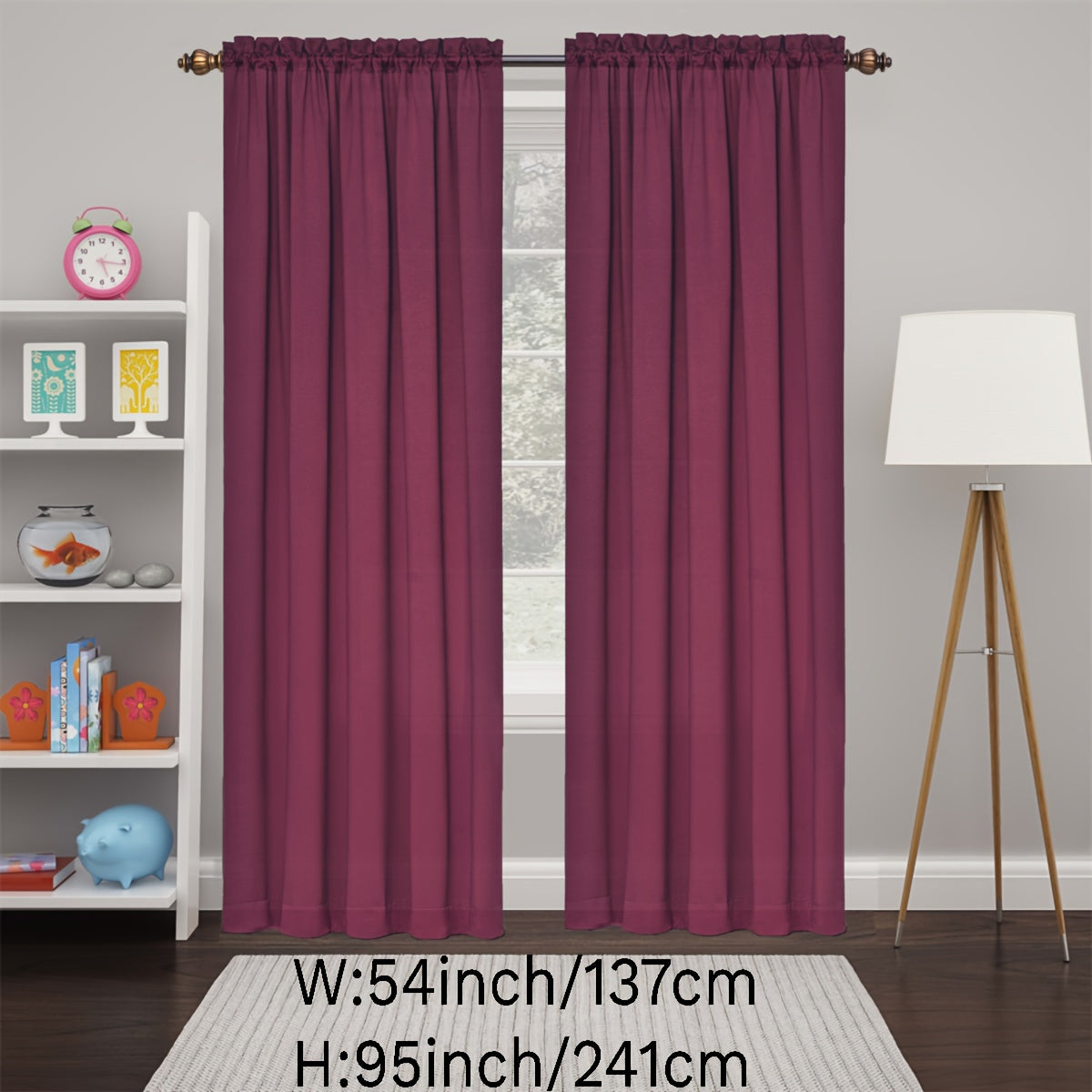 2 Panels Happy New Year Curtains, Solid Color Simple Rod Pocket Light Filtering Curtains, Suitable For Living Room, Office Home Decoration
