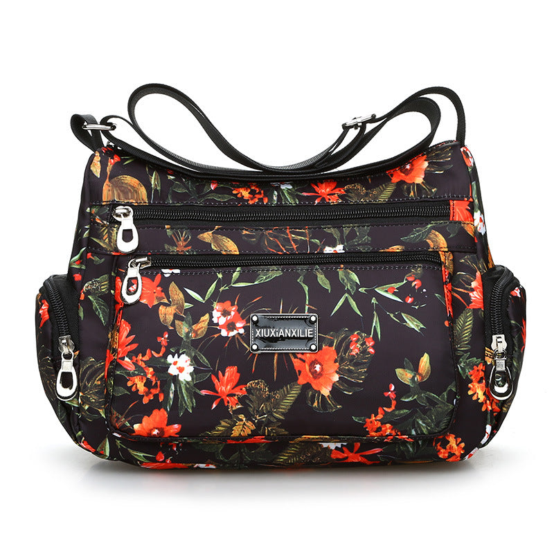 New Fashionable Printed Women's Shoulder Bag HOTan and NEWn Fashion Crossbody Bag Multi-Layer Mummy Bag Washed Nylon Cloth Bag Wholesale
