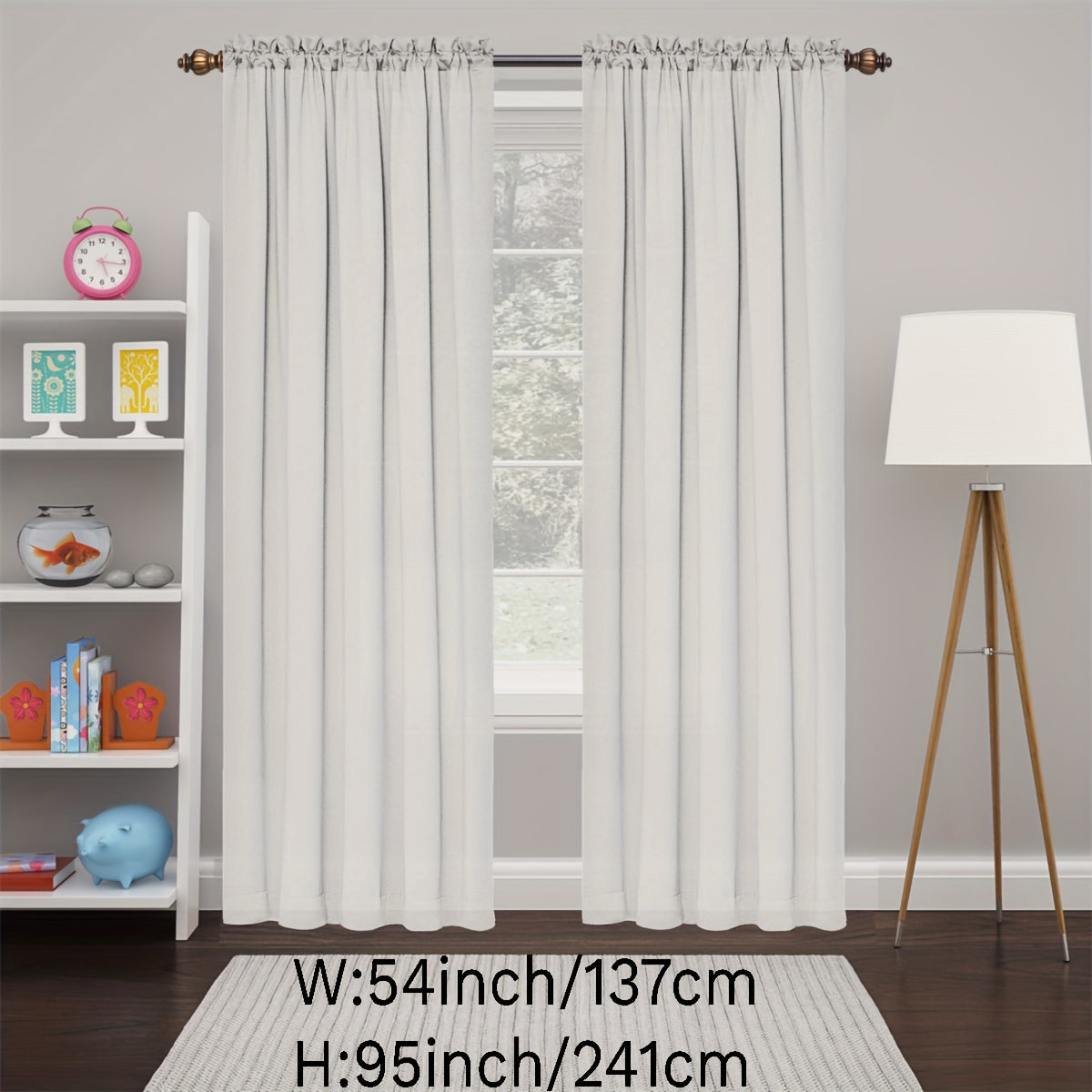 2 Panels Happy New Year Curtains, Solid Color Simple Rod Pocket Light Filtering Curtains, Suitable For Living Room, Office Home Decoration