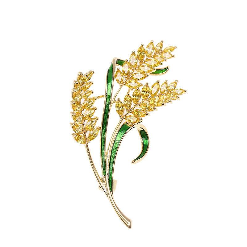 2025 Liyu Jewelry  Autumn and Winter Korean Corsage Women's Neckline Atmospheric Suit Pin Versatile Gold Wheat Brooch