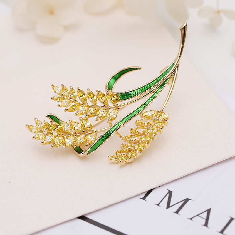 2025 Liyu Jewelry  Autumn and Winter Korean Corsage Women's Neckline Atmospheric Suit Pin Versatile Gold Wheat Brooch