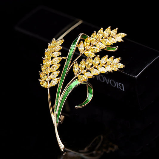 2025 Liyu Jewelry  Autumn and Winter Korean Corsage Women's Neckline Atmospheric Suit Pin Versatile Gold Wheat Brooch