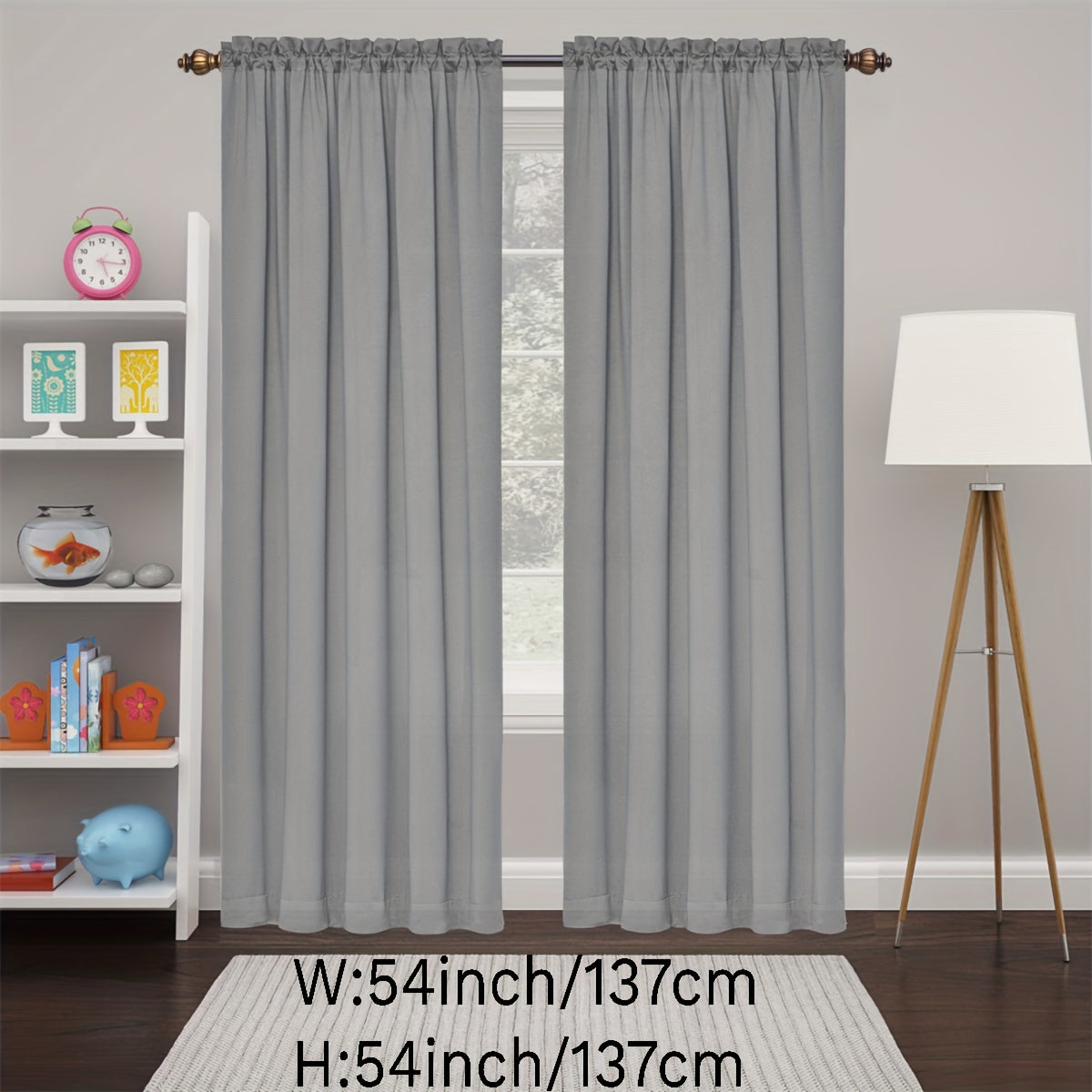 2 Panels Happy New Year Curtains, Solid Color Simple Rod Pocket Light Filtering Curtains, Suitable For Living Room, Office Home Decoration