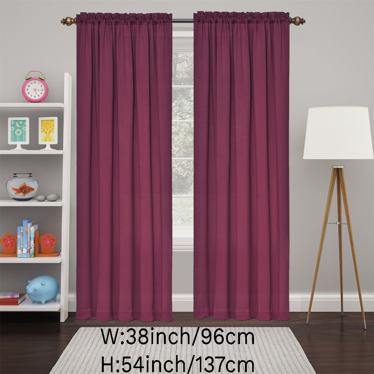 2 Panels Happy New Year Curtains, Solid Color Simple Rod Pocket Light Filtering Curtains, Suitable For Living Room, Office Home Decoration